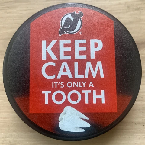 NEW JERSEY DEVILS NHL HOCKEY PUCK "KEEP CALM IT'S ONLY A TOOTH" NJ DEVILS Cover