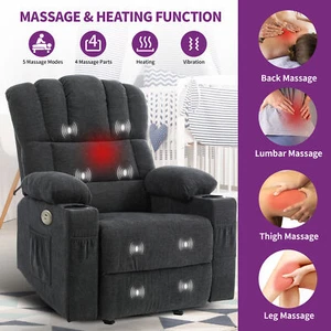 Elderly Electric Power Llift Massage Recliner Chair Sofa Glider Rocker w Heating - Picture 1 of 5