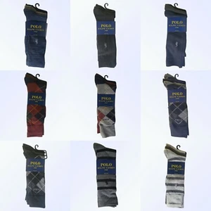 3 Pairs Men's Polo Ralph Lauren Assorted Dress Socks,  Solid, Stripes & Argyle - Picture 1 of 32