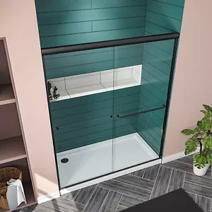 ELEGANT 54" W x 72" H Semi-Frameless Sliding Shower Door Clear Tempered Glass - Picture 1 of 11