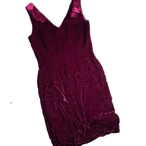 90s Y2K Vintage Jessica Howard Crushed Velvet Dress Shoulder Bows Grunge Glam - Picture 1 of 12