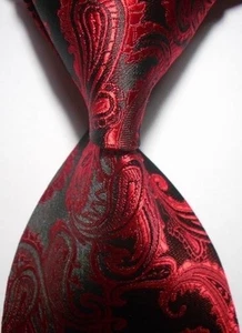 CORBATA PARA HOMBRE 100% NUEVA CLÁSICA PAISLEY JACQUARD TEJIDA SEDOSA ROJA - Imagen 1 de 2