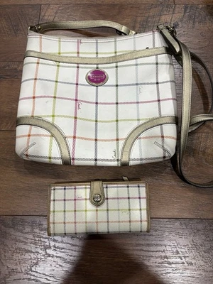 Coach authentic Peyton Tattersall Plaid File Bag Cross Body & Wallet F20005 b3 - Image 1 of 4