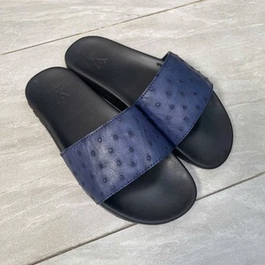 Luxury Men's Sandals Genuine Ostrich leg skin100% Handmade, Black size US 10ẸU44 - Picture 1 of 14