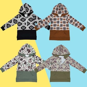 Kinder Jungen Western Azteken Langarm Half Zip Hoodie Oberteil Camouflage weich Sweatshirt - Bild 1 von 11