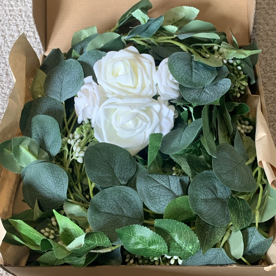 Guirnalda de eucalipto artificial Ling's Moment con flores 6 pies, mesa de boda Foto 1 de 4