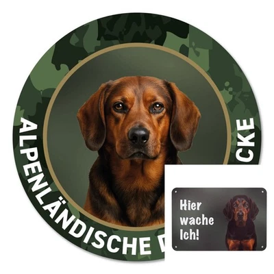Tiroler Bracke Autoaufkleber Sticker, Zaunschild „Hier wache ich“ Warnschild - Bild 1 von 4