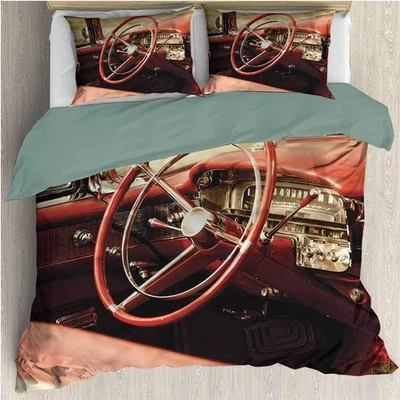 HELLOLEON Cars Pure Hotel 豪华床亚麻古董经典汽车聚酯纤维-柔软  — 第 1/4 张图片