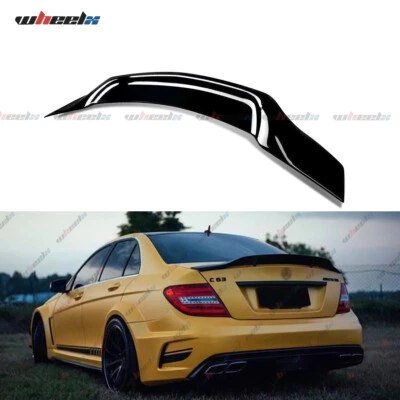 FOR MERCEDES BENZ W204 C250 C300 C63 RT STYLE GLOSS BLACK REAR TRUNK SPOILER LIP - Image 1 of 4