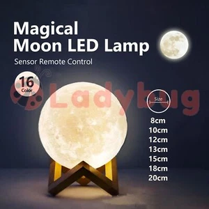 Magical Moon Lamp LED Night Light Moonlight Sensor Remote Control Dimmable 3D - Picture 1 of 16