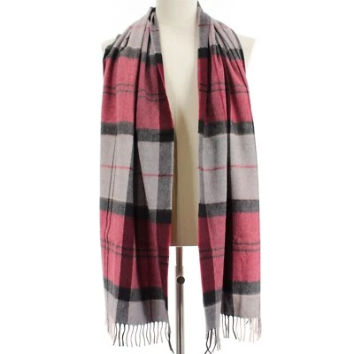 Bufanda Italo Ferretti NUEVA CON ETIQUETAS Lana/Cachemira con Flecos en Gris/Rojo/Negro Cuadros a Cuadros Foto 1 de 3