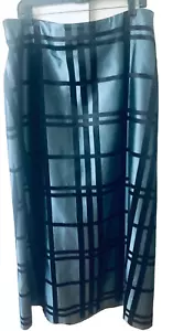 JS long skirt blue black formal maxi teal a-line checkered taffeta , lined sz 14 - Picture 1 of 8
