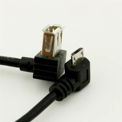 30cm Micro Male Left Angled to USB 2.0 A Female Angled Extension Adapter Cable - Image 1 of 4