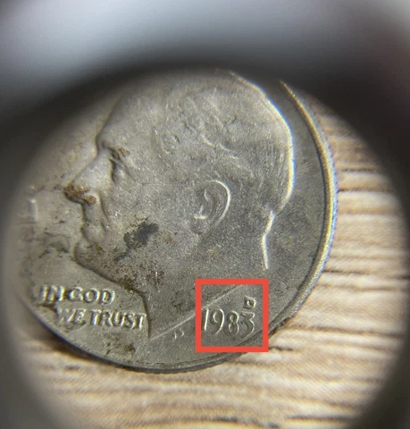 1983 D Roosevelt Dime - Off-Centered - Mint Close to Date -Rare Error Coin - #50 Cover
