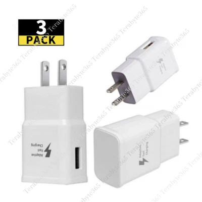3Pack Lot Adaptive Fast USB Wall Charger Block Power Adapter For Samsung Android - Image 1 of 4