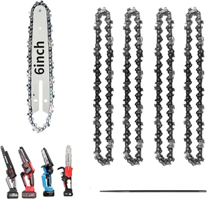 6 Inch Chainsaw Chain and Guide Bar, Replacement Chain Saw Bar and Chains for 6 - Picture 1 of 12