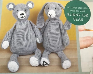 CROCHET KIT GIANT RABBIT / BEAR 86cm 2 PATTERNS SUPER CHUNKY YARN, HOOK & BOOK - Picture 1 of 10