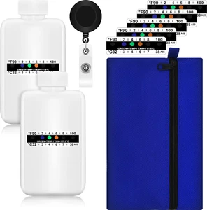 14 Pcs Urine Test Complete Kit 2 Portable Empty Bottles 10 Adhesive Temperature - Picture 1 of 7