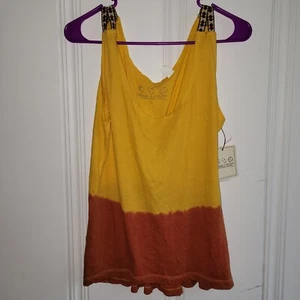 Threads 4 Thought Tank Top Yellow Orange Ribbon Straps Sz Large NWT  - Picture 1 of 5