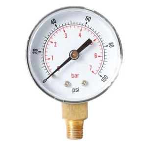 Pressure Gauge for Air Oil Gas Water TS-Y504 0-100psi 0-7bar 1/4BSPT Thread - Picture 1 of 4