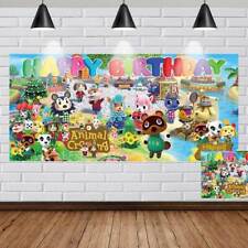 Bannière d'anniversaire Animal Crossing affiche de fond vinyle décoration de fête
