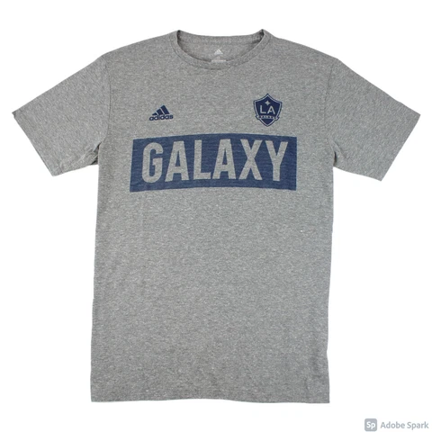 NEW LA Galaxy Adidas Bar None Team Logo Blue Classic Tri-Blend T-Shirt - GRAY Cover