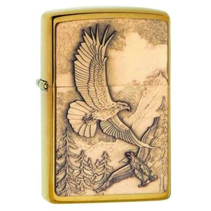 Zippo 20854 Soaring Eagles winddichtes Taschenfeuerzeug aus gebürstetem Messing - Bild 1 von 2