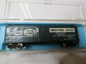 N - Atlas 2387 - 40' Steel Boxcar, Linde Union Carbide LAPX 2199 LN w/box w/M-M - Picture 1 of 2
