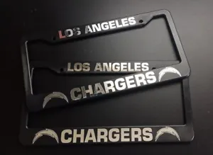 Set of 2 - Los Angeles Chargers Car License Plate Frames Black Plastic Auto Part - Picture 1 of 8