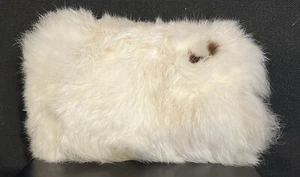 Scaldamani vintage bambino in pelliccia di coniglio bianco foderato con cinturino - Foto 1 di 6