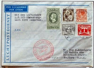 NETHERLANDS to GERMANY to USA 1936 ZEPPELIN, 1st NAF Flight Air Cover ,ex Nutley - Picture 1 of 4