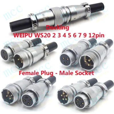 WEIPU WS20 Docking 2-15 Pin Panel Mount Aviation Connector, CNC Wire Connector - Image 1 of 4