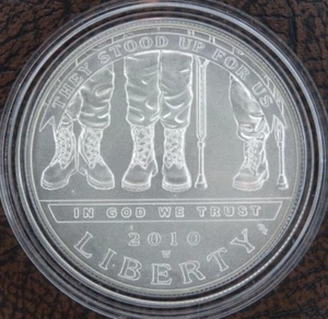 2010-W Disabled Veterans Silver Dollar Unc US Mint $1 Commemorative - Picture 1 of 2