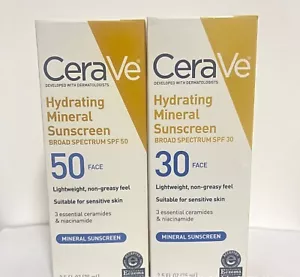 CeraVe idratante 100% crema solare minerale fattore di protezione solare minerale 75 ml cura della pelle Regno Unito - Foto 1 di 24