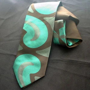 GENE MEYER Krawatte Seide Jacquard Camouflage Grün Wirbel - Bild 1 von 3