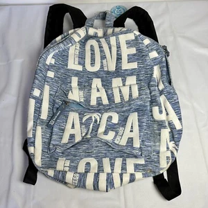Robin Ruth Light Blue White Backpack Logo Love Palm Tree 100% Cotton - Picture 1 of 15