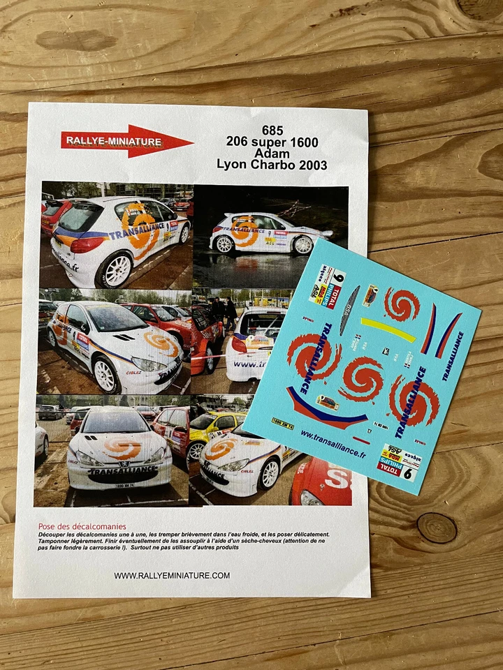 DECALS 1/43 PEUGEOT 206 ADAM RALLYE LYON CHARBONNIERES 2003 RALLY - Photo 1/1