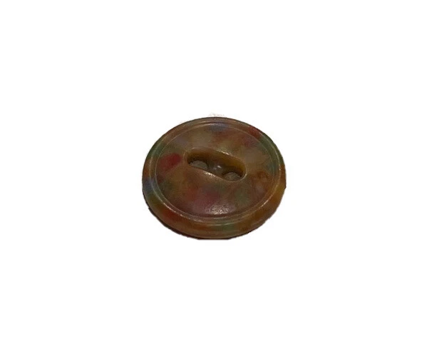 Single Vintage Multicolor Brown Novelty Round Button - 1.4 mm x 0.2 mm - Image 1 of 4