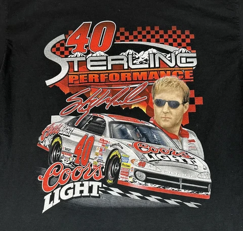 Chase  Authentics T Shirt XL Sterling Marlin 40 Coors Light Nascar Racing VTG Cover