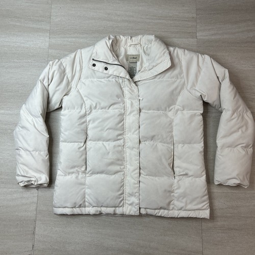 OFF WHITE LL Bean Puffer Jacket Donna Small Off Bianco Piombo Parka Ultracaldo LEGGI