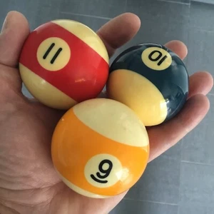 Bolas Billar Americano Números 9, 10 y 11. Pool American Billiard Balls. Retro. - Imagen 1 de 5