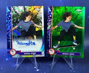 Minna Stess Auto 2024 Topps Chrome US Olympic Team USA skateboard e verde - Foto 1 di 13