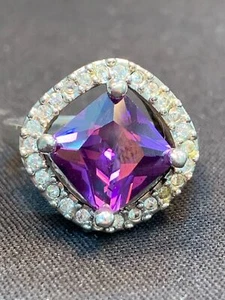 Mode-Cocktailring Lavendel lila aqua rosa Strass Kristall Größe 5,5 - Bild 1 von 9