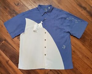 Bamboo Cay Men's XL Weekend Edition Resortwear Blue & Ivory Shirt Embroidered