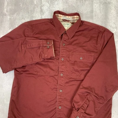 Vintage LL Bean Shacket Shirt Mens Medium Hurricane Plaid Flannel Lined Red Work - Image 1 of 4