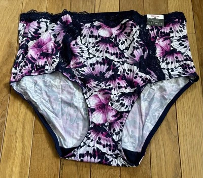 Plus Size 18/20 Lane Bryant Cacique Lace Trim Full Brief Panty Lilac Butterfly - Image 1 of 4
