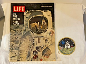Vintage LIFE MAGAZINE Special Edition & LUNAR PATCH * TO THE MOON & BACK * 1969 - Bild 1 von 17