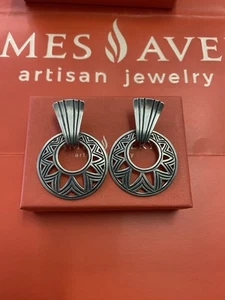 Retired James Avery Sterling Silver Sol Knocker Dangle French Back Post Earrings - Picture 1 of 7