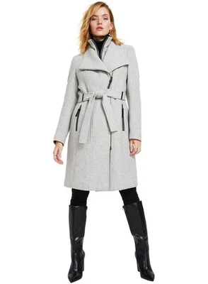 Calvin Klein Womens Belted Wrap Wool Blend Coat Small Light Grey - NWT $320 - Image 1 of 3