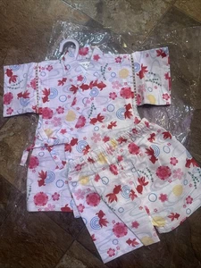 Girls jinbei - Gold fish and Sakura Size80 Size 12-24 Month Toddler - Picture 1 of 6